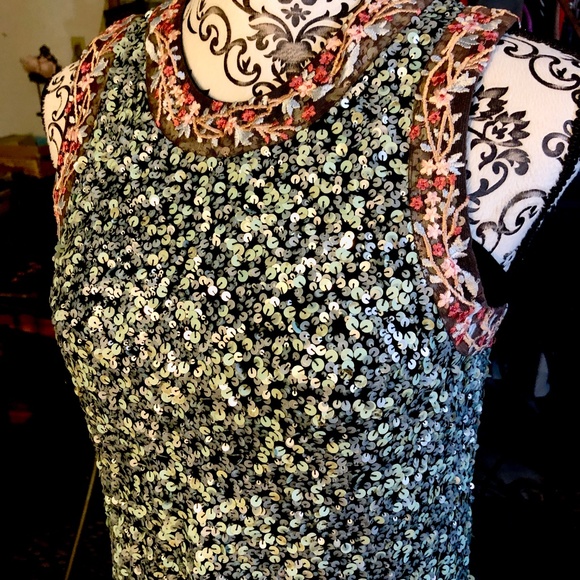 Anthropologie VARUN BAHL Lt Blue Sequin Embroidered Party Short Occasion Dress~2 - Picture 5 of 12